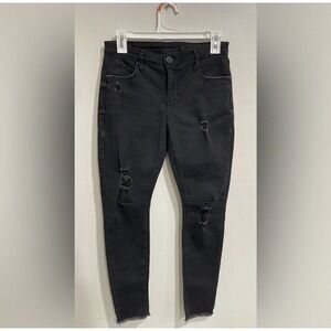 RtA Black Distressed Prince Raw Hem Ankle Jeans Sz 27